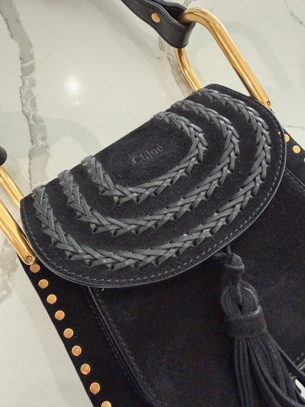 Chloe hudson Crossbody Bag suede with Gold accents black - Picture 11 of 14